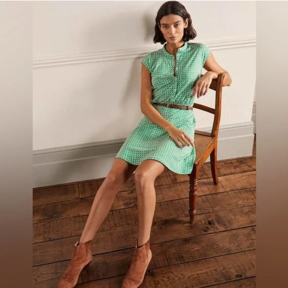 Boden Easy Jersey Green Shirt Dress - 8P - Picture 2 of 16
